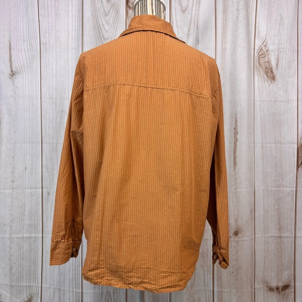 Vanilla Star Button Up Long Sleeve Shirt Pinstripe Top Burnt Orange Size Small - Picture 3 of 12